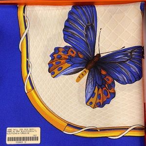 HERMES "Farandole" Butterfly Print Silk Scarf by Caty Latham w/Hermes box